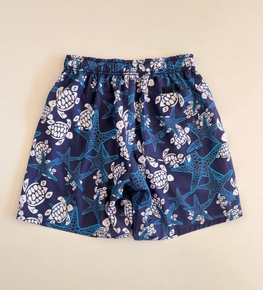 Bermuda Masculina Tactel com Elástico Fundo do Mar Azul - Fernanda Ramos Store