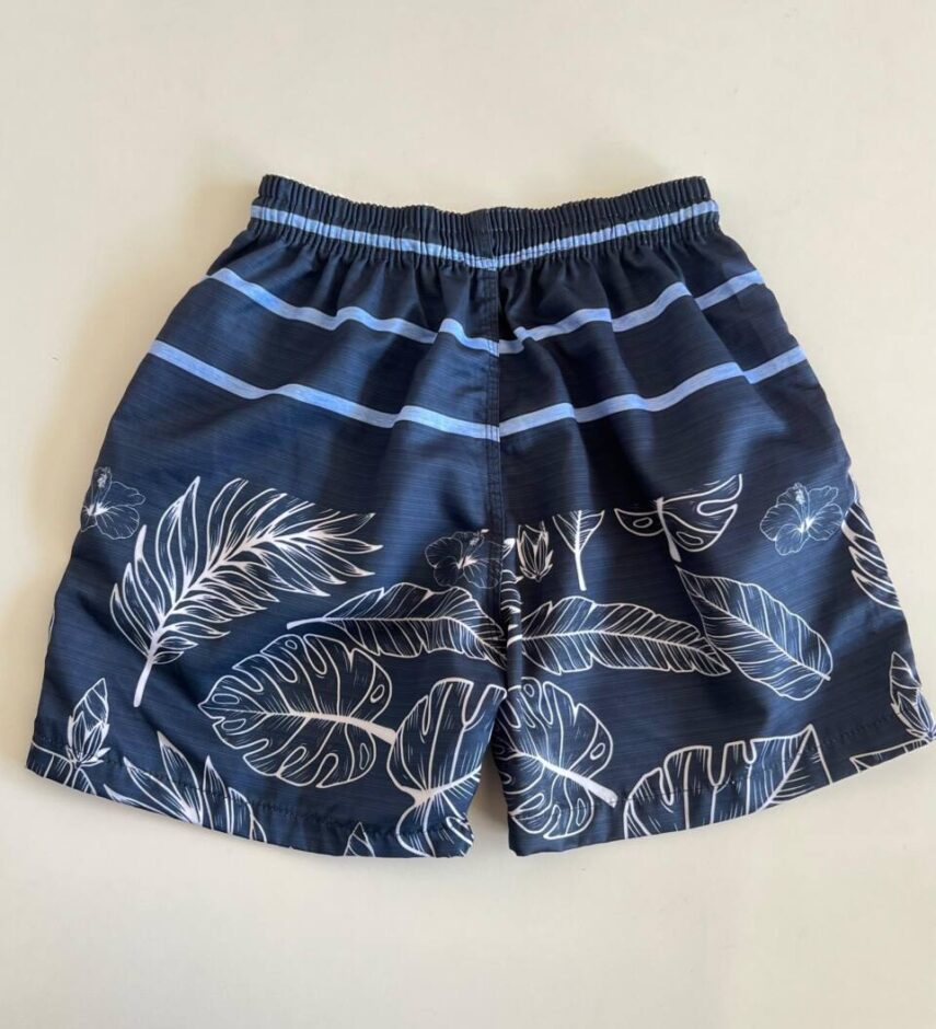 Bermuda Masculina Tactel com Elástico Listras Azul - Fernanda Ramos Store