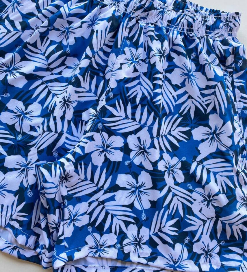 Bermuda Masculina Tactel com Elástico Tropical Azul - Fernanda Ramos Store
