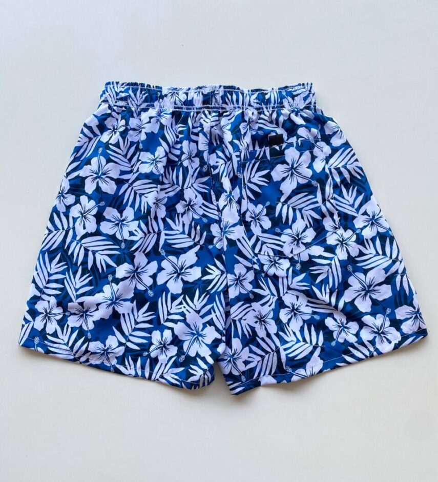 Bermuda Masculina Tactel com Elástico Tropical Azul - Fernanda Ramos Store