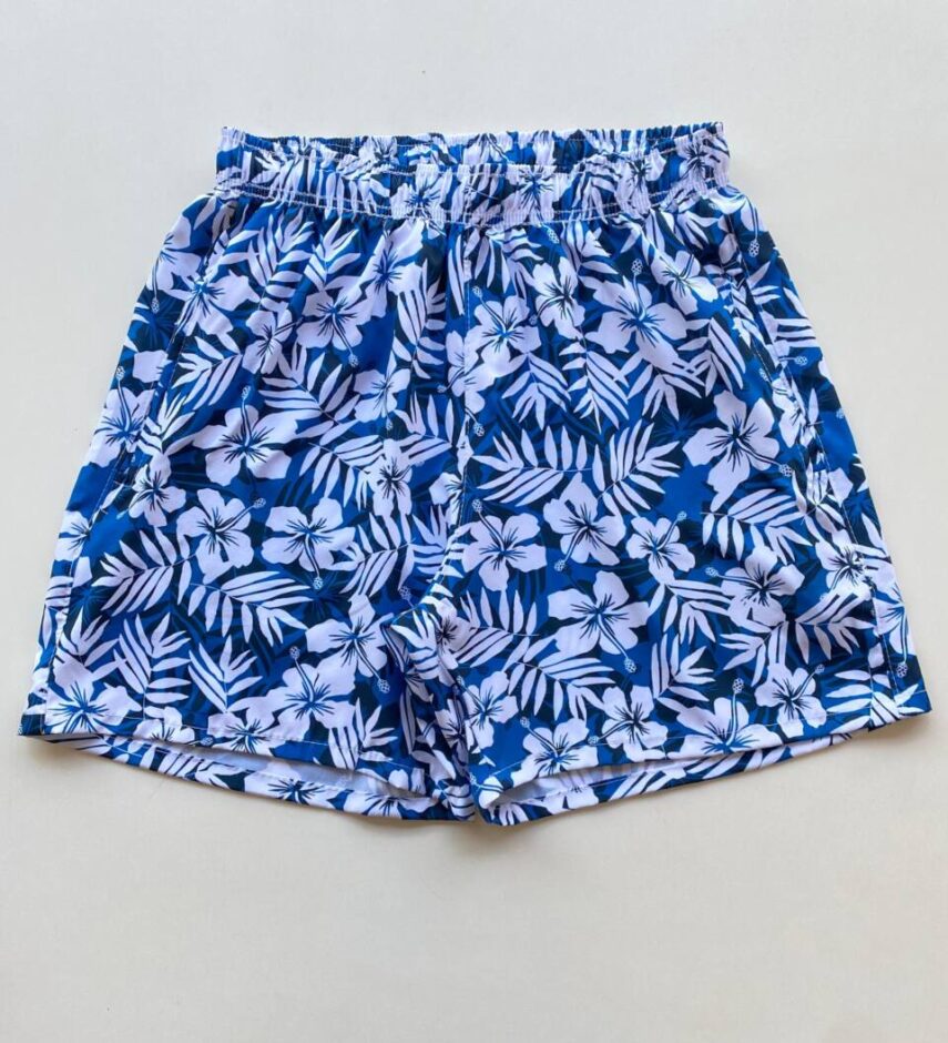 Bermuda Masculina Tactel com Elástico Tropical Azul - Fernanda Ramos Store