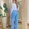Blusa Feminina Carmela Manga Longa Canelada Recorte U Branca - Fernanda Ramos Store