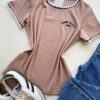 Blusa Feminina Manga Curta Canelada Zaya New York Cappucino - Fernanda Ramos Store
