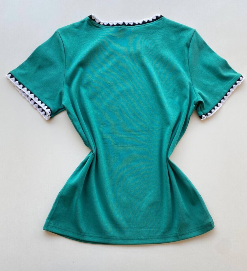 Blusa Feminina Manga Curta Canelada Zaya New York Verde Esmeralda - Fernanda Ramos Store