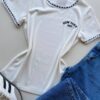 Blusa Feminina Manga Curta Canelada Zaya New York Branca - Fernanda Ramos Store