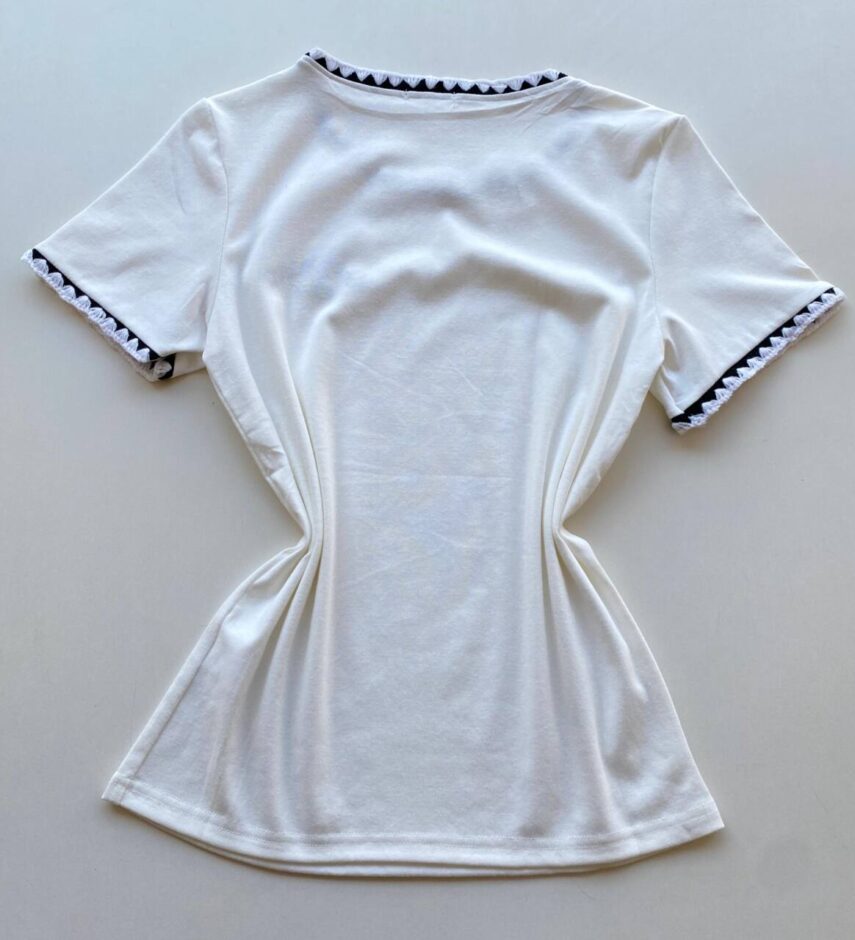 Blusa Feminina Manga Curta Canelada Zaya New York Branca - Fernanda Ramos Store