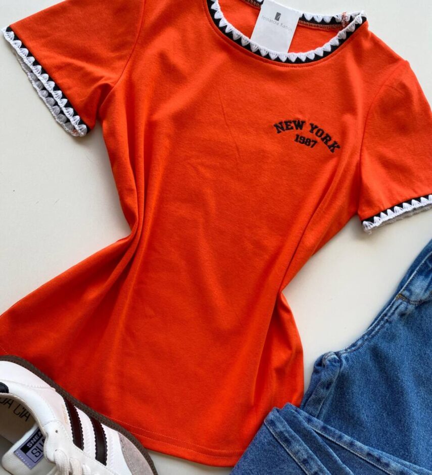 Blusa Feminina Manga Curta Canelada Zaya New York Carol - Fernanda Ramos Store