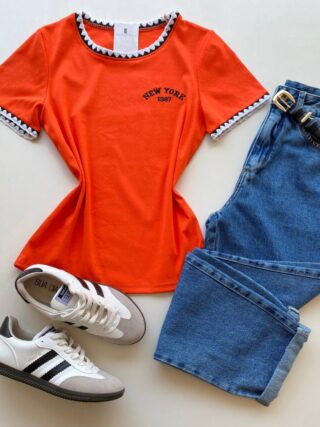 Blusa Feminina Manga Curta Canelada Zaya New York Carol - Fernanda Ramos Store