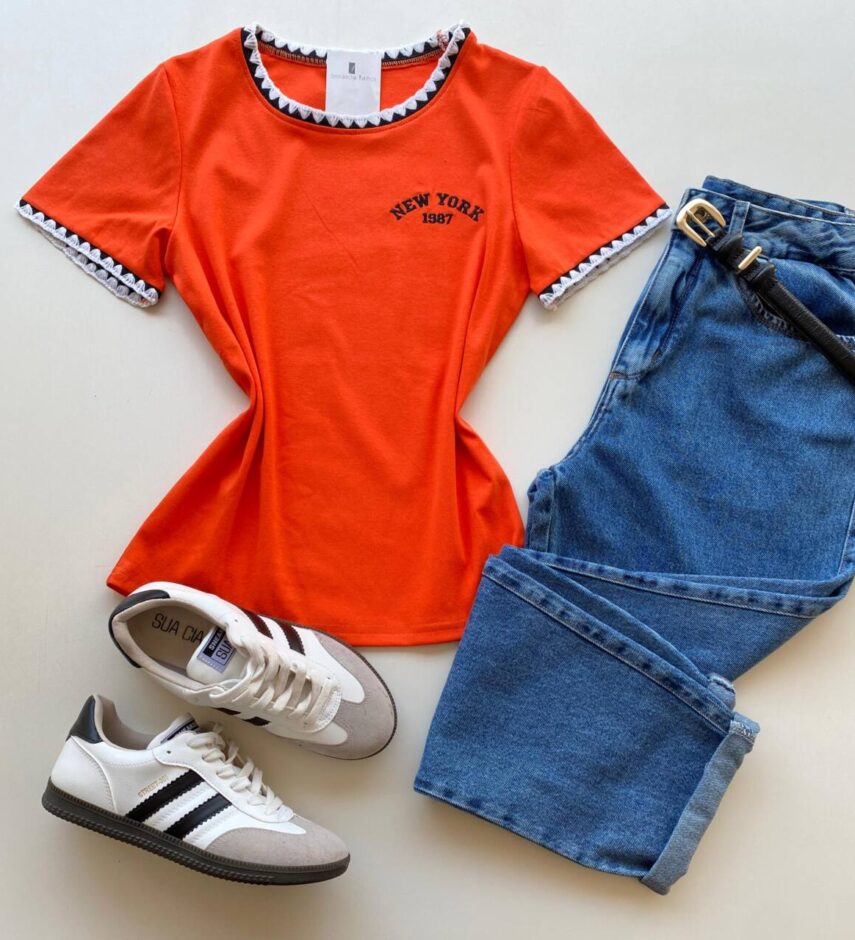 Blusa Feminina Manga Curta Canelada Zaya New York Carol - Fernanda Ramos Store