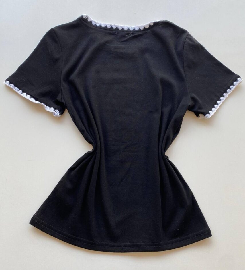 Blusa Feminina Manga Curta Canelada Zaya New York Preta - Fernanda Ramos Store