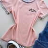 Blusa Feminina Manga Curta Canelada Zaya New York Rosa Bebê - Fernanda Ramos Store
