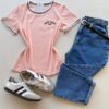 Blusa Feminina Manga Curta Canelada Zaya New York Rosa Bebê - Fernanda Ramos Store