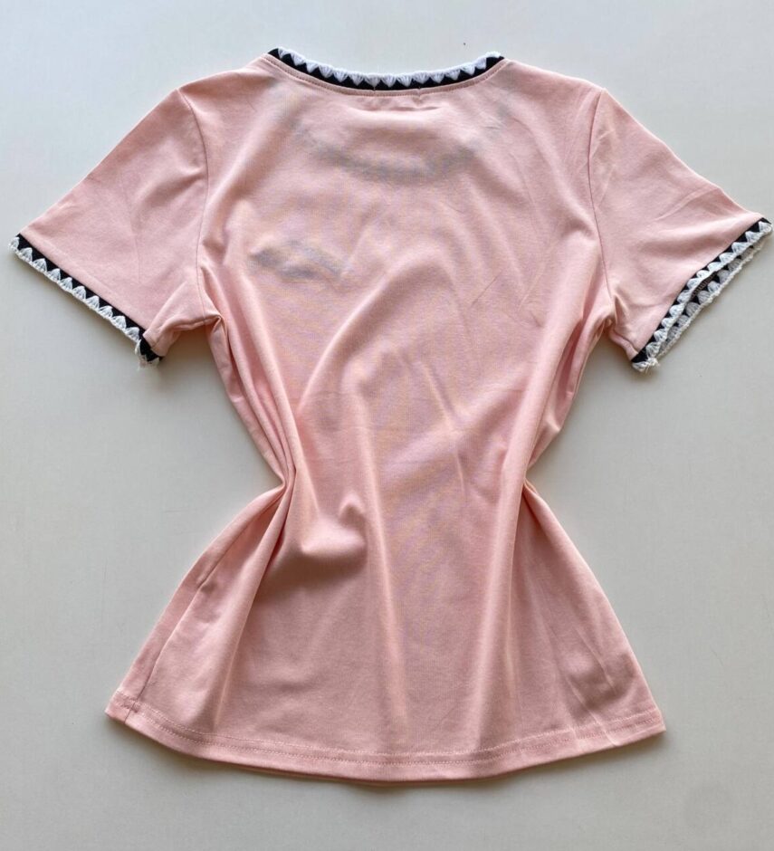 Blusa Feminina Manga Curta Canelada Zaya New York Rosa Bebê - Fernanda Ramos Store