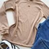 Blusa Feminina Manga Longa Canelada e Flanelada Bege - Fernanda Ramos Store
