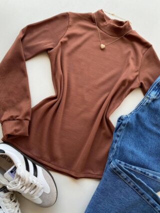 Blusa Feminina Manga Longa Canelada e Flanelada Chocolate - Fernanda Ramos Store