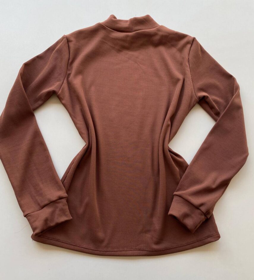 Blusa Feminina Manga Longa Canelada e Flanelada Chocolate - Fernanda Ramos Store