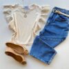 Blusa Feminina Manga Muscle com Detalhes em Guipir Creme AT5205 - Fernanda Ramos Store
