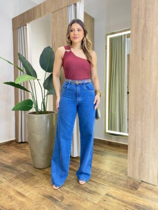 Body Feminino Ellen com Bojo Nula Manga e Argola Vinho - Fernanda Ramos Store