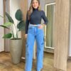 Body Feminino Kylie sem Bojo Manga Longa e Gola Alta Preto - Fernanda Ramos Store