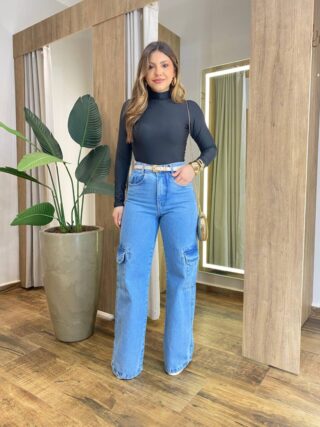 Body Feminino Kylie sem Bojo Manga Longa e Gola Alta Preto - Fernanda Ramos Store