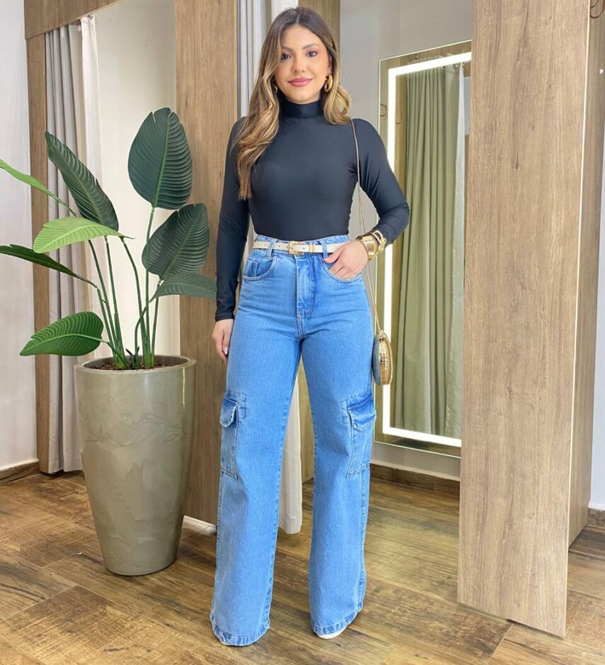 Body Feminino Kylie sem Bojo Manga Longa e Gola Alta Preto - Fernanda Ramos Store