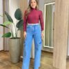 Body Feminino Kylie sem Bojo Manga Longa e Gola Alta Vinho - Fernanda Ramos Store