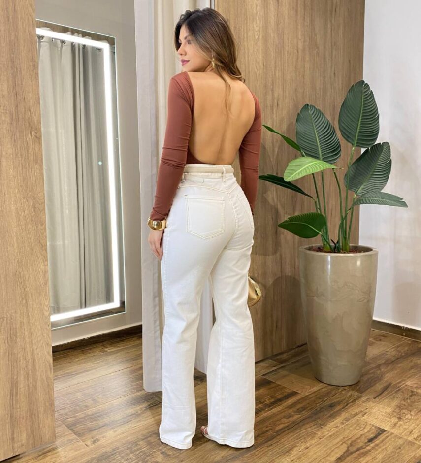 Body Feminino Mavie sem Bojo Costa Nua Chocolate - Fernanda Ramos Store