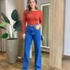 Body Feminino Mendy com Bojo Manga Longa Costas Nua TerraCota - Fernanda Ramos Store