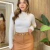 Body Feminino Nina com Bojo Manga Longa Costas Nua Branco - Fernanda Ramos Store