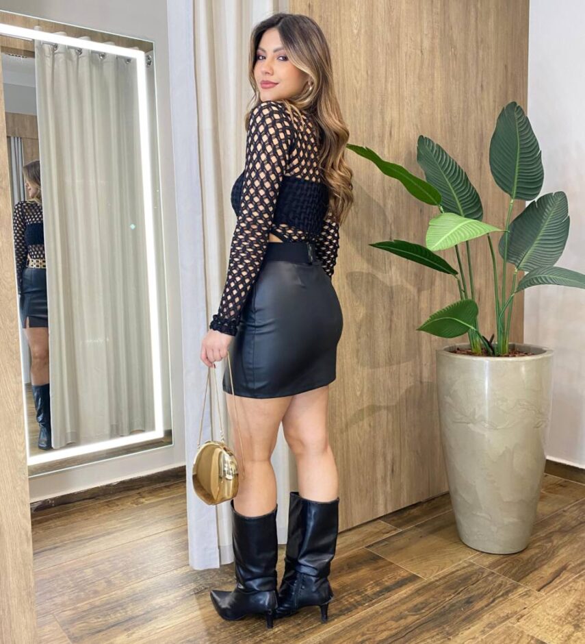 Body Feminino Nyna sem Bojo Arrastão e Top Preto - Fernanda Ramos Store