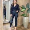 Body Feminino sem Bojo Manga Longa com Lastex em Laise Preto - Fernanda Ramos Store