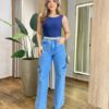 Body Regata Feminino Mariely com Bojo Costa Nua Azul Marinho - Fernanda Ramos Store