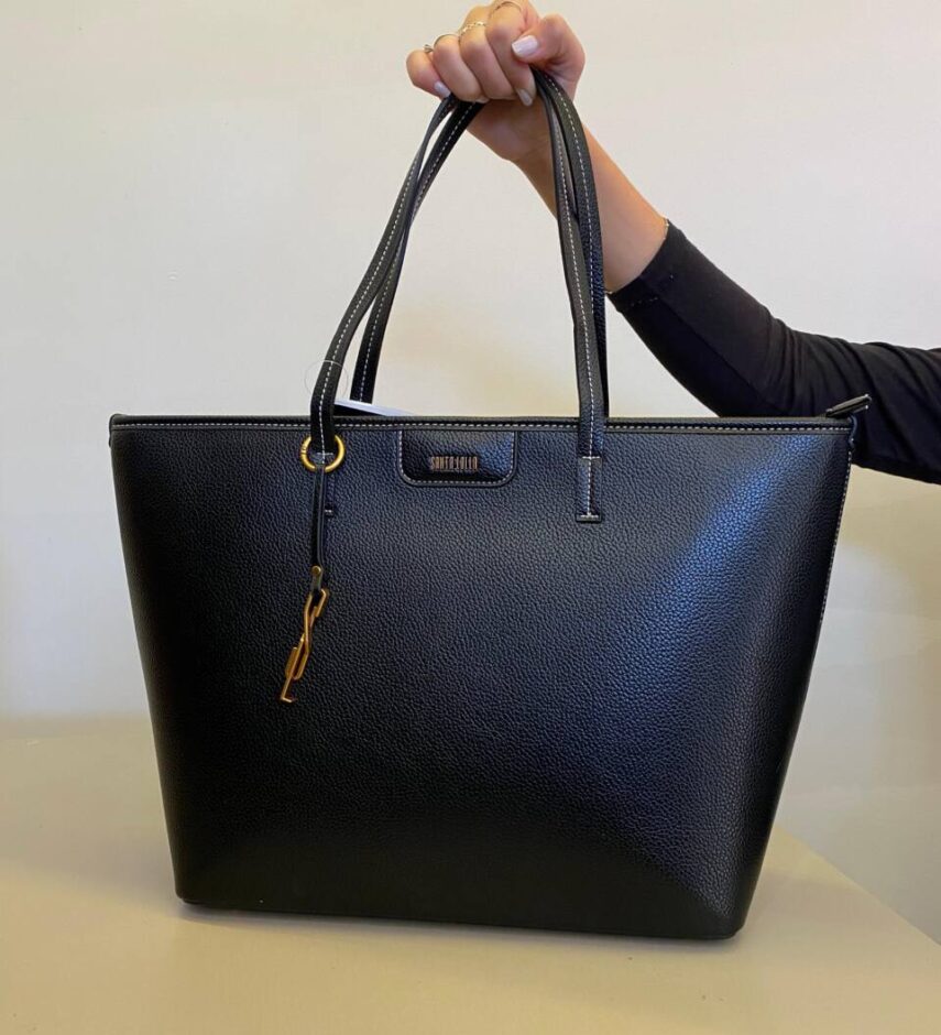 Bolsa Feminina Shopper Floater Couro Preta - Fernanda Ramos Store