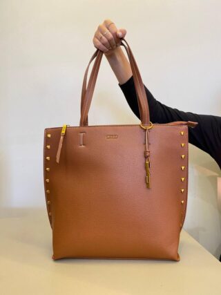 Bolsa Feminina Social Shopper Floater Couro com Detalhes Chocolate - Fernanda Ramos Store