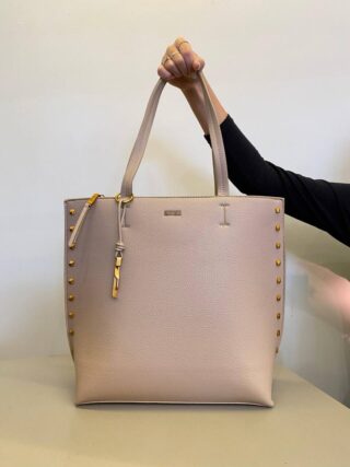 Bolsa Feminina Social Shopper Floater Couro com Detalhes Nude Castor - Fernanda Ramos Store