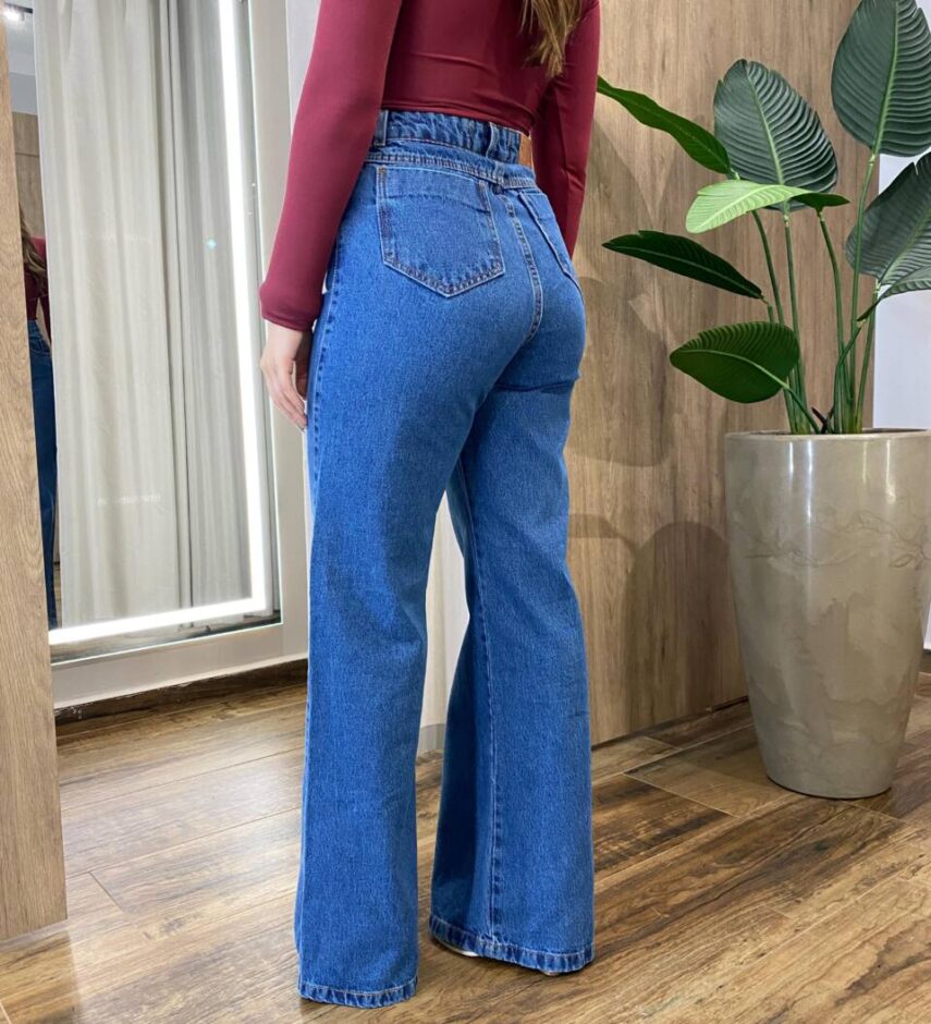 Calça Feminina Antonella Wide Leg Jeans Escuro 1188C - Fernanda Ramos Store