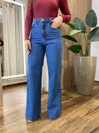 Calça Feminina Antonella Wide Leg Jeans Escuro 1188C - Fernanda Ramos Store