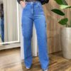 Calça Feminina Jeans Médio Wide Leg Cargo 1393 - Fernanda Ramos Store
