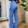 Calça Feminina Jeans Médio Wide Leg Cargo 1393 - Fernanda Ramos Store