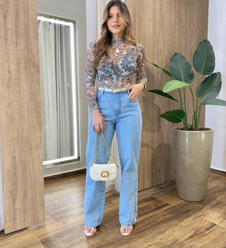 Calça Feminina Jeans Wide Leg Básica - Fernanda Ramos Store