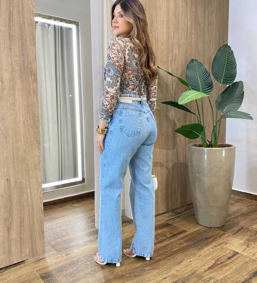Calça Feminina Jeans Wide Leg Básica - Fernanda Ramos Store