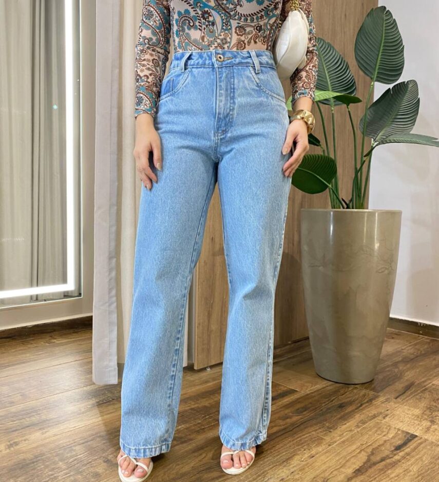 Calça Feminina Jeans Wide Leg Básica - Fernanda Ramos Store