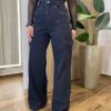Calça Feminina Jeans Wide Leg Cargo Preta 11277J - Fernanda Ramos Store