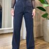 Calça Feminina Jeans Wide Leg com Brilho Preta 1068 - Fernanda Ramos Store