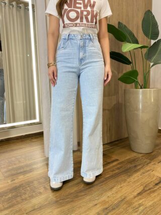 Calça Feminina Milena Wide Leg Jeans Claro 1070X - Fernanda Ramos Store