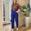 Calça Feminina Social Helena com Bolsos Azul Marinho - Fernanda Ramos Store