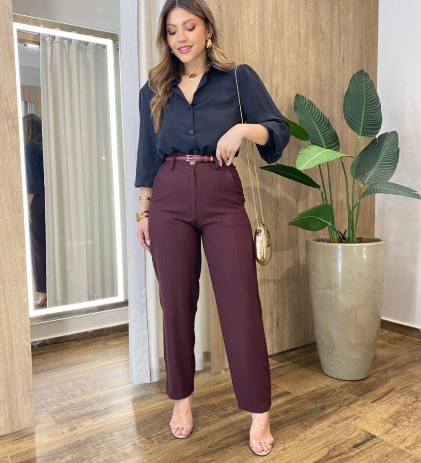 Calça Feminina Social Helena com Bolsos Marrom - Fernanda Ramos Store