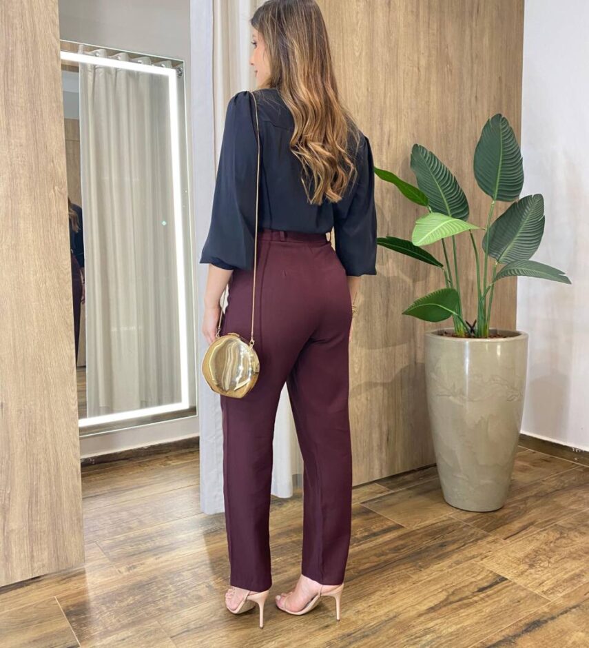 Calça Feminina Social Helena com Bolsos Marrom - Fernanda Ramos Store
