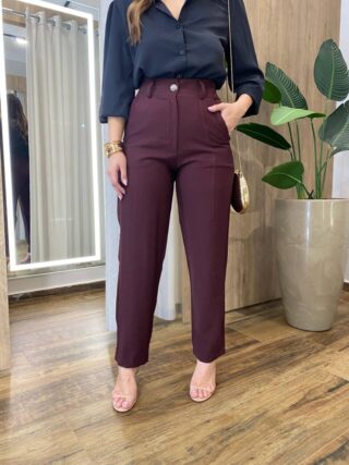 Calça Feminina Social Helena com Bolsos Marrom - Fernanda Ramos Store