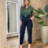 Calça Feminina Social Helena com Bolsos Preta - Fernanda Ramos Store